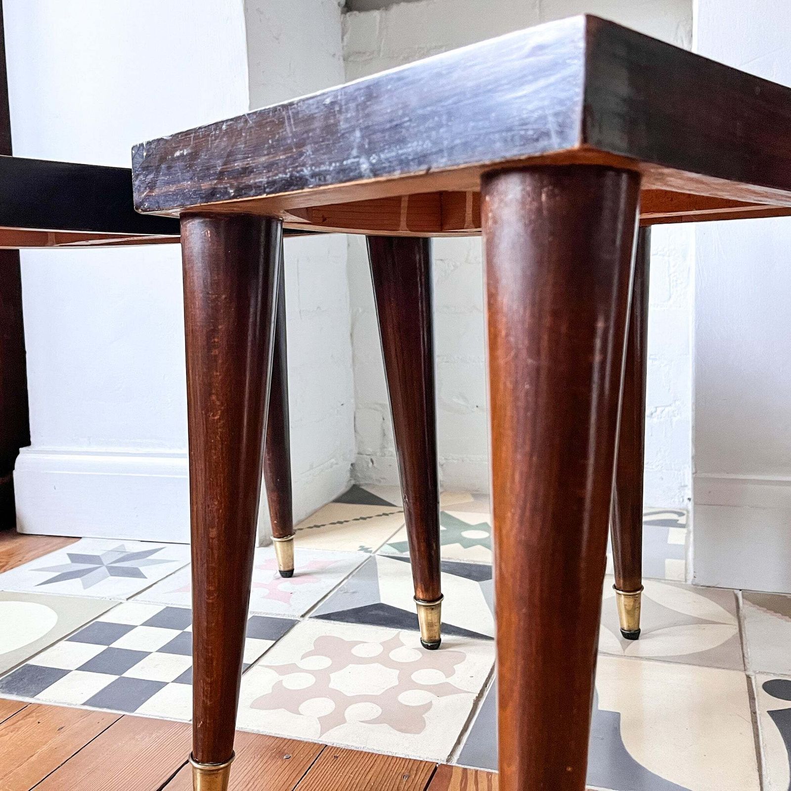 Pair Of Italian Mid Century Side Tables / Stools photo vintage