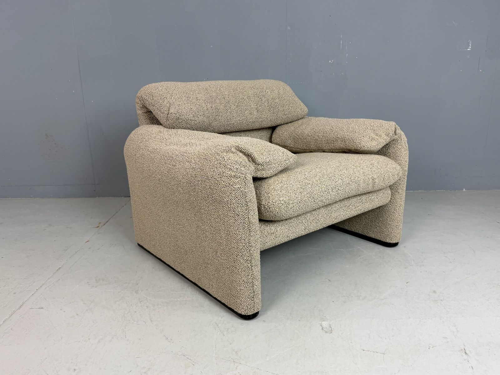 photo for sale Vico Magistretti Maralunga Reupholstered Lounge Chair For Cassina, 1980s
