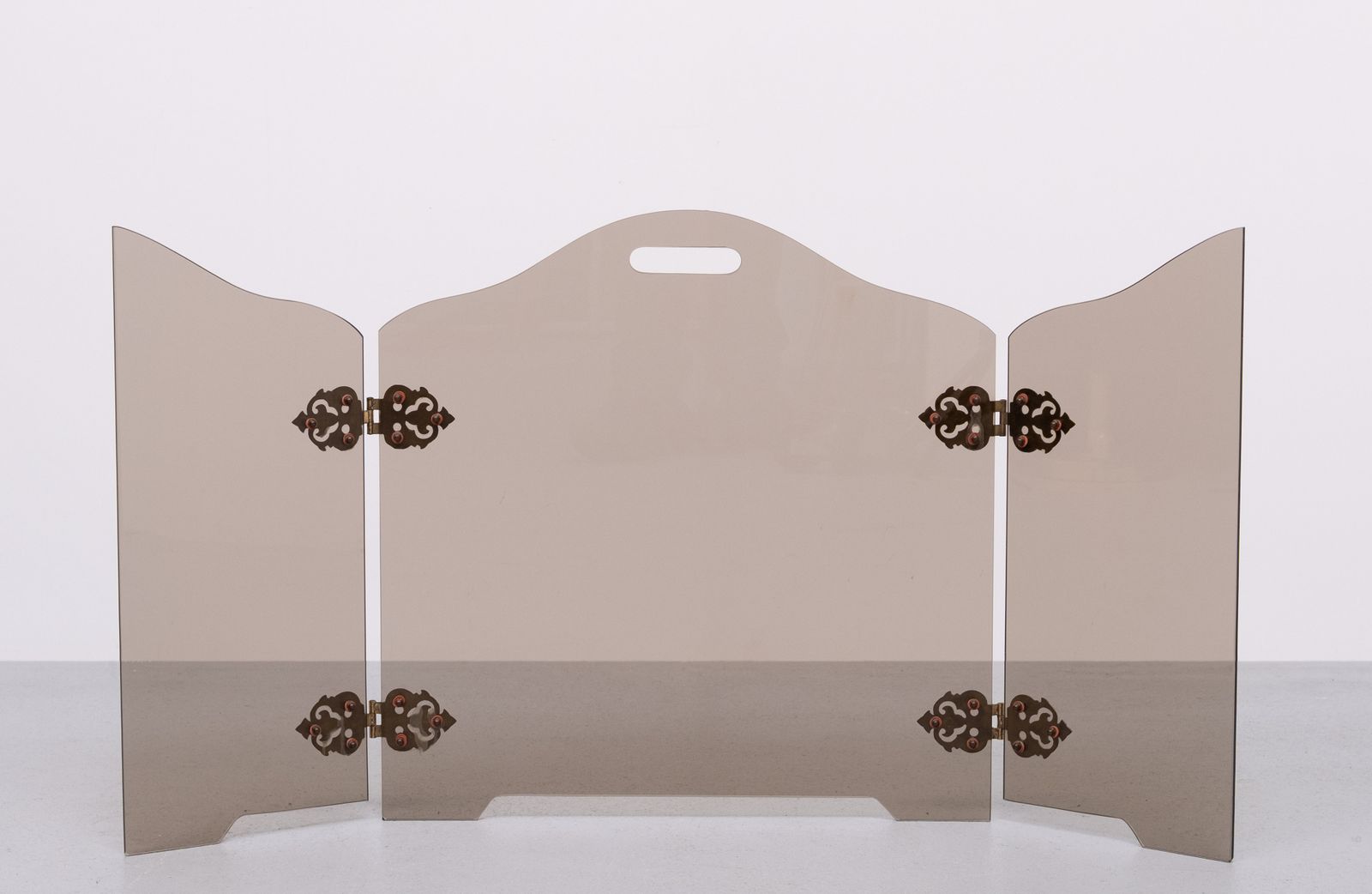 Drieluik Haardscherm Van Rookglas, Ca. Jaren 1950 photo Woonaccessoires