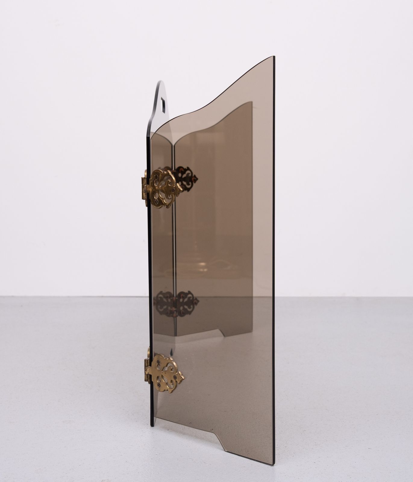Drieluik Haardscherm Van Rookglas, Ca. Jaren 1950 photo buy