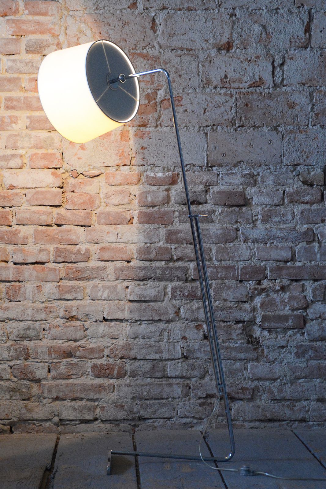 Original Mid Century Floor Lamp, By G. Teixido, Chrome, Coton, Italy, 1990s photo furniture