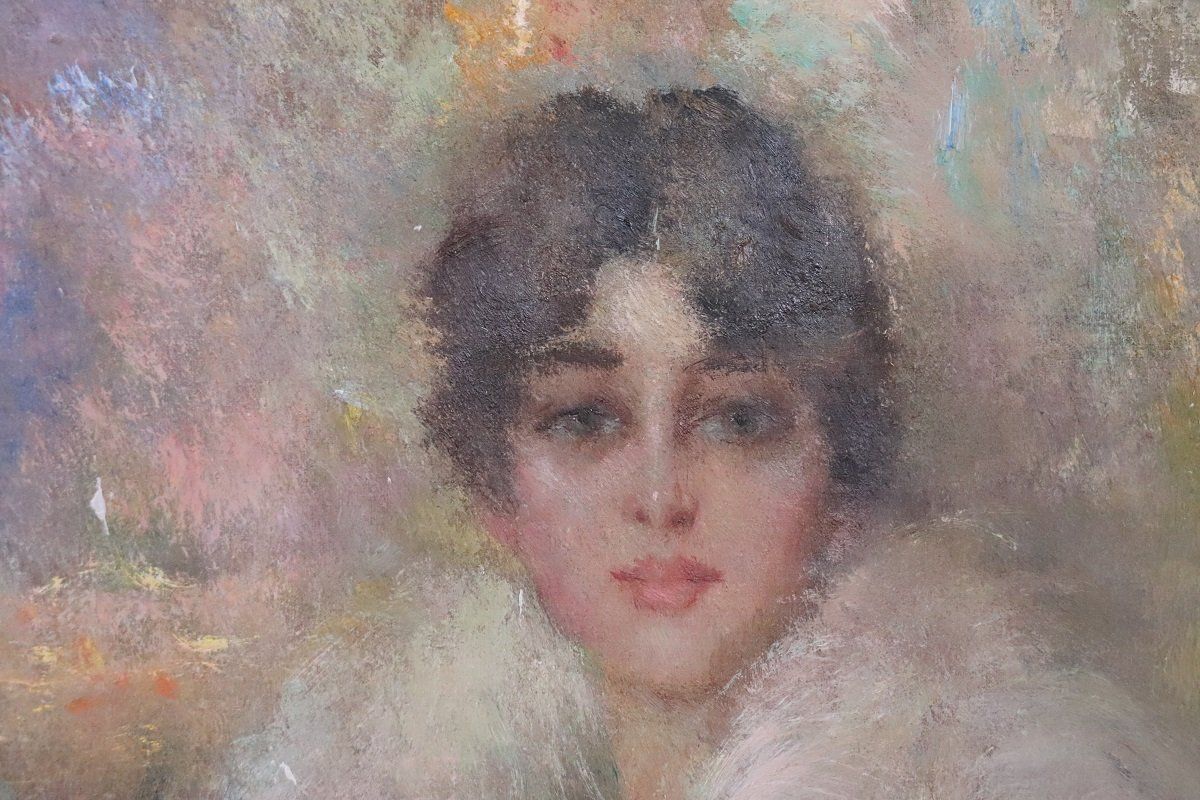photo furniture Portrait Of A Young Woman, Oil Painting On Canvas, 1917, Framed