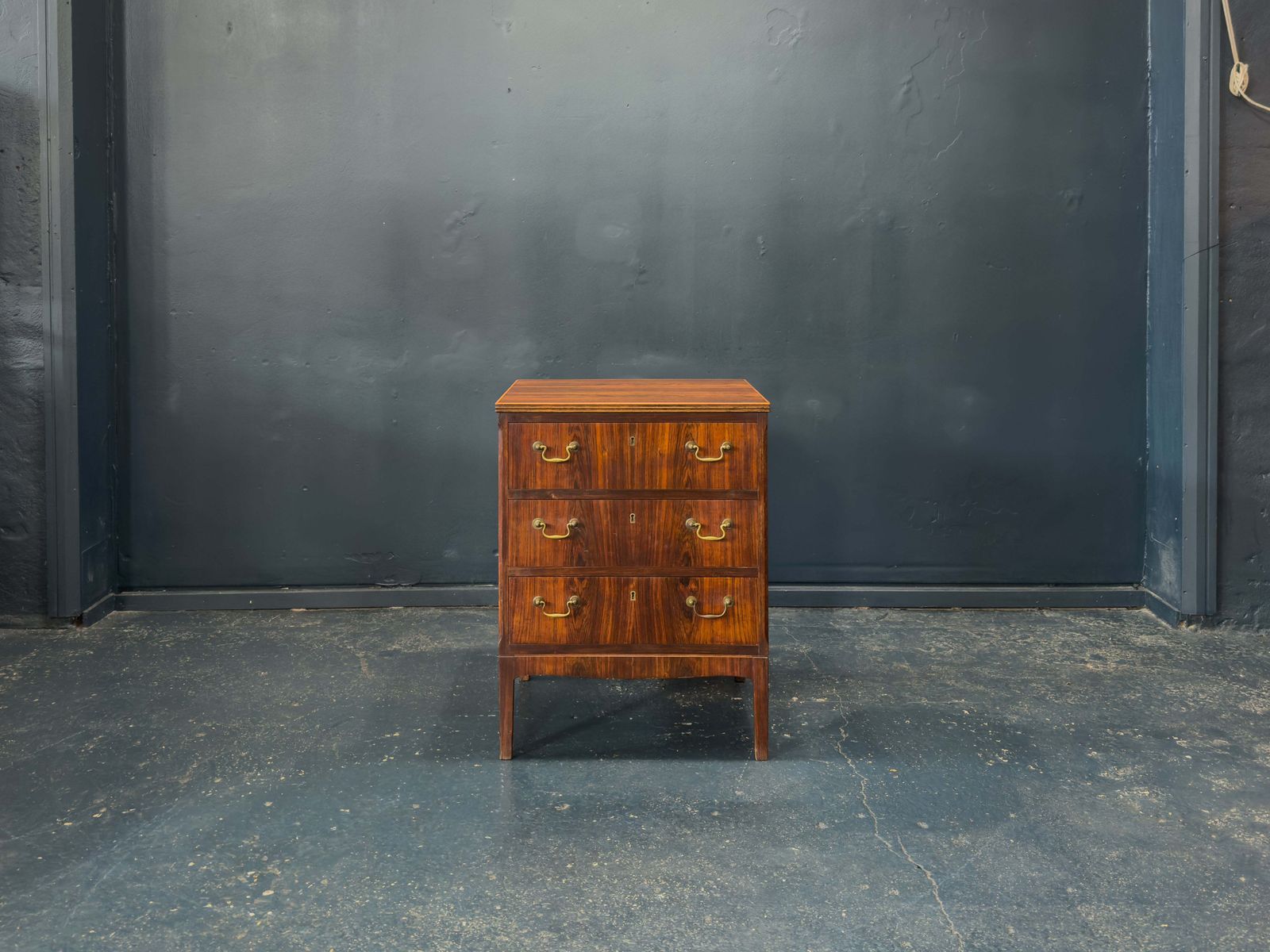 Rosewood Chest Of Drawers With Brass Handles