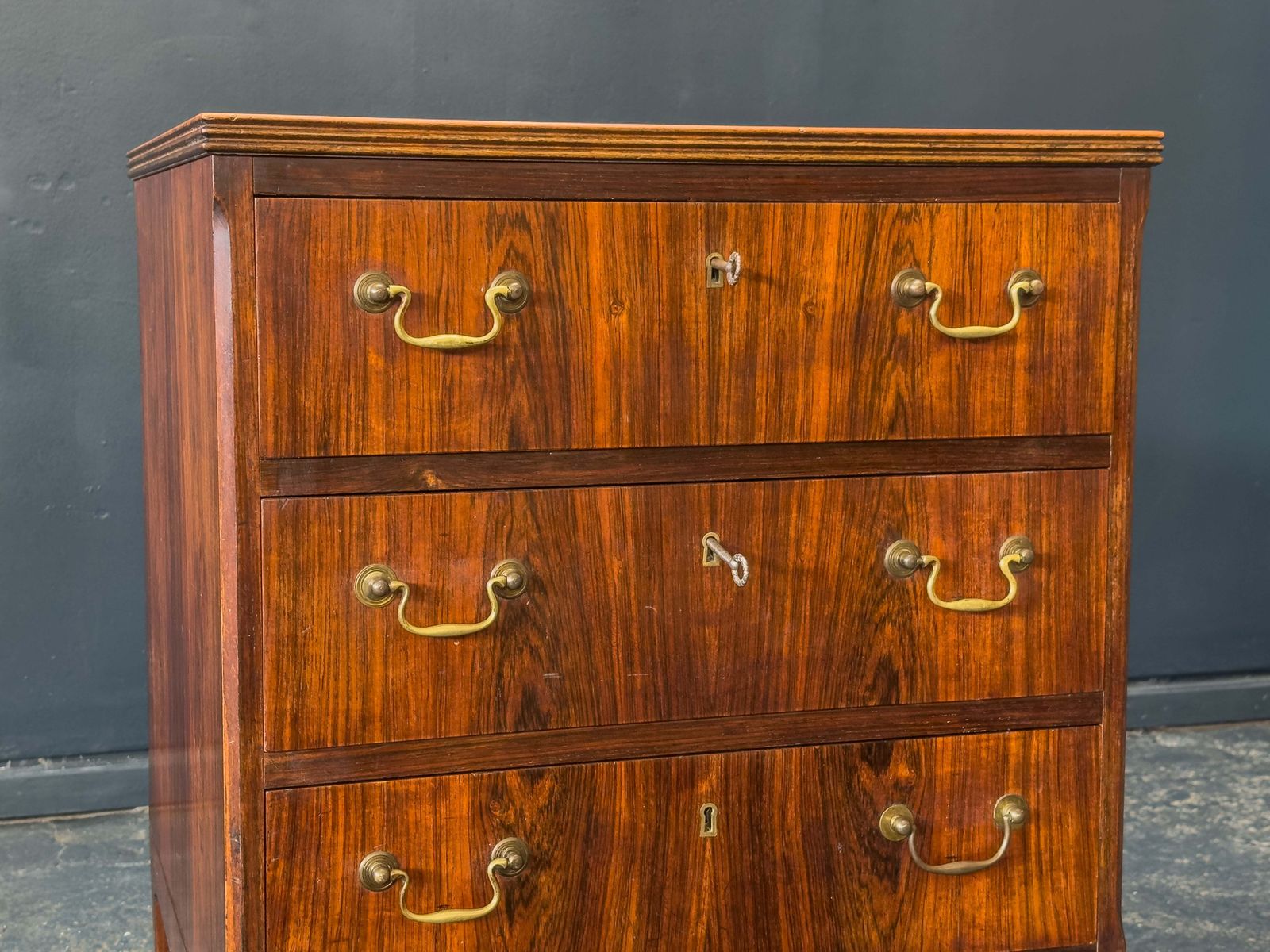 Rosewood Chest Of Drawers With Brass Handles photo vintage