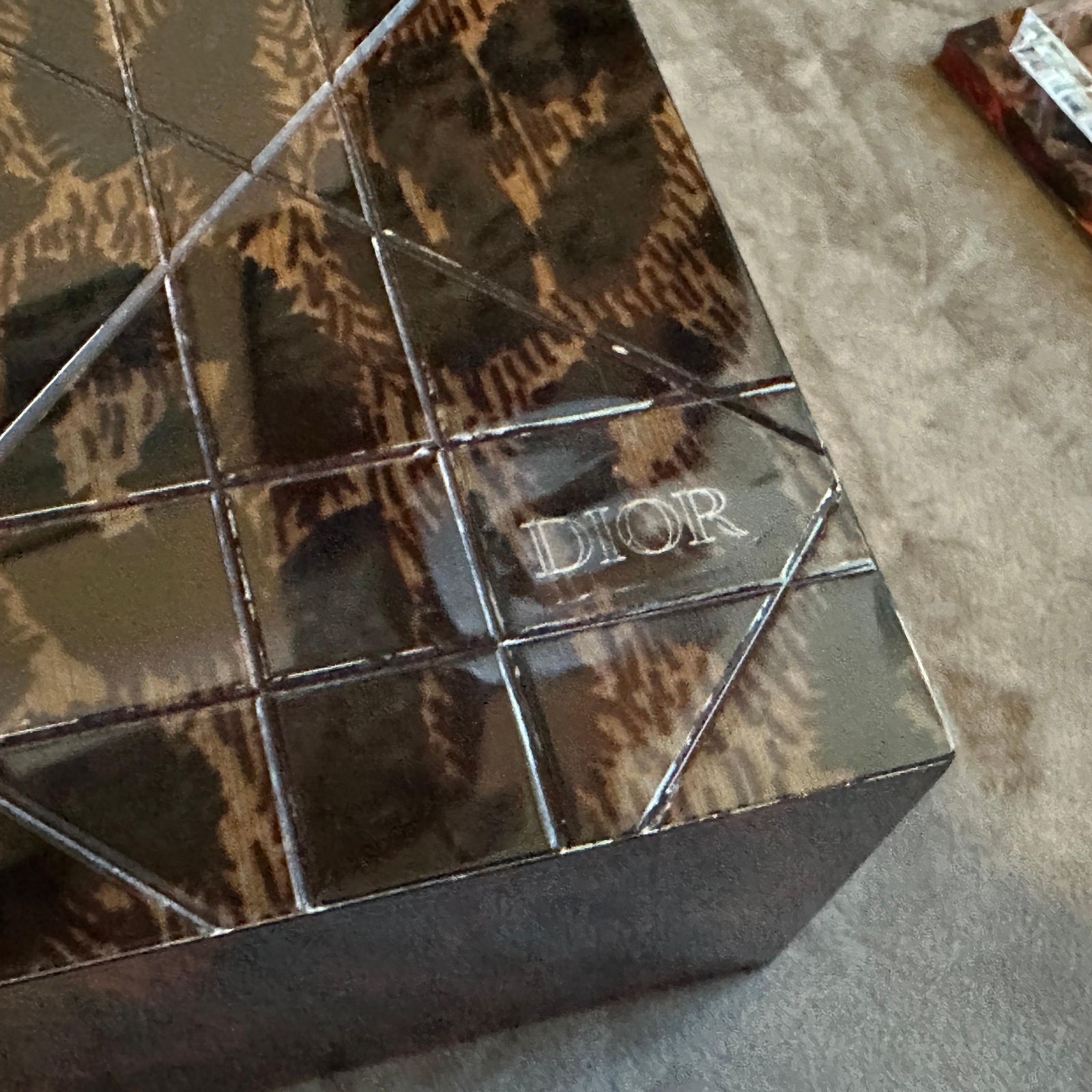 photo for sale 1980s Mid Century Modern Faux Leopard Lucite Luxury Box Signed Dior Home