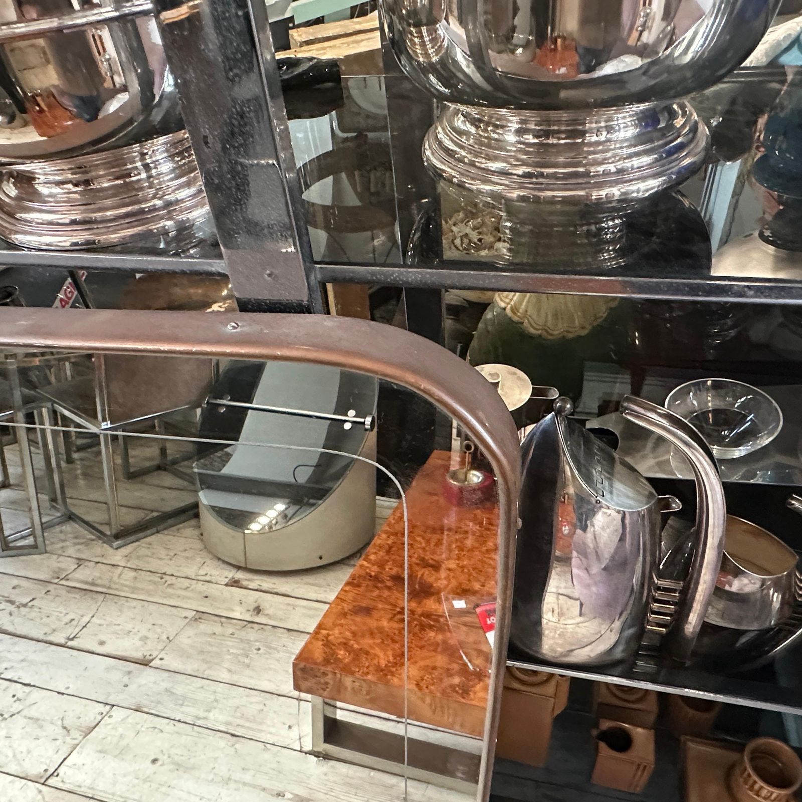 photo vinterior 1950s Gio Ponti Style Mid Century Modern Brass And Etched Glass Big Wall Mirror