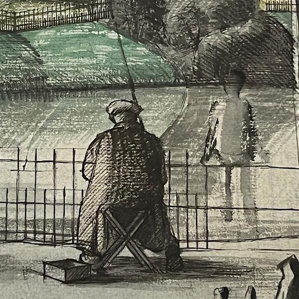 A.D.H Cary Watercolour Fishing In The Park Signed By The Artist photo 275.0