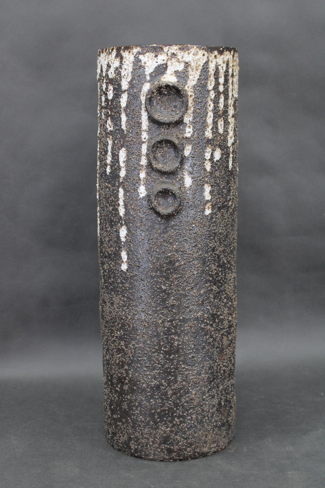 Brutalist European Ceramic Vase With Textured Lava Surface, 1970s photo for sale