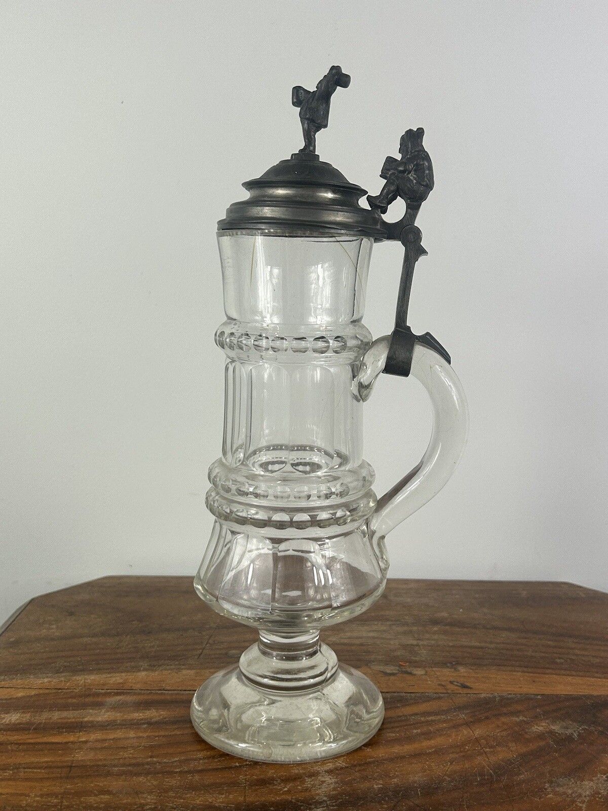 Antique 1880s Bohemian German Cut Glass Beer Stein 33cm Rare Collectible photo for sale
