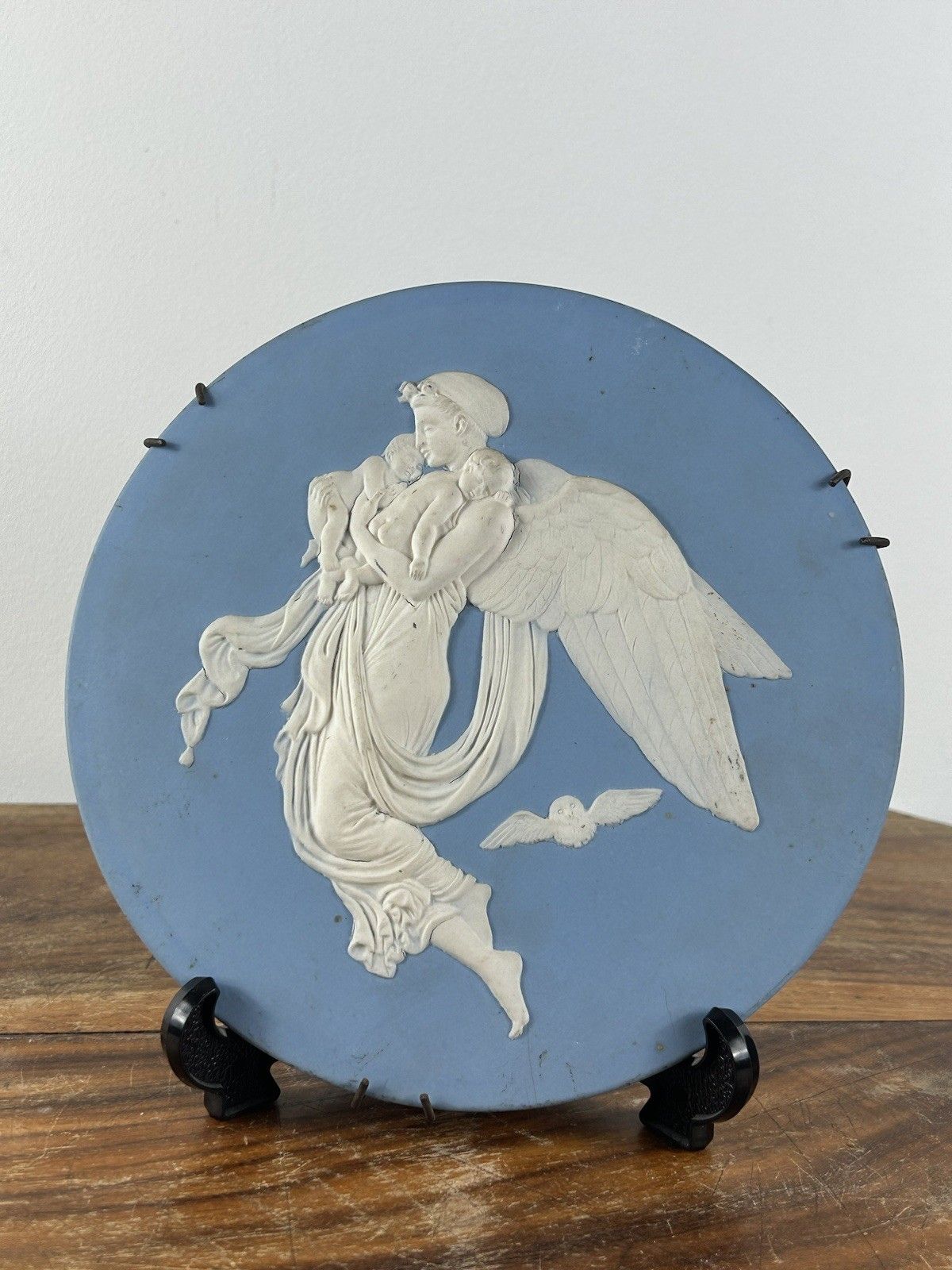 Wedgwood 18th C Style Thick Jasperware Round Plaque 19cm Classical Blue