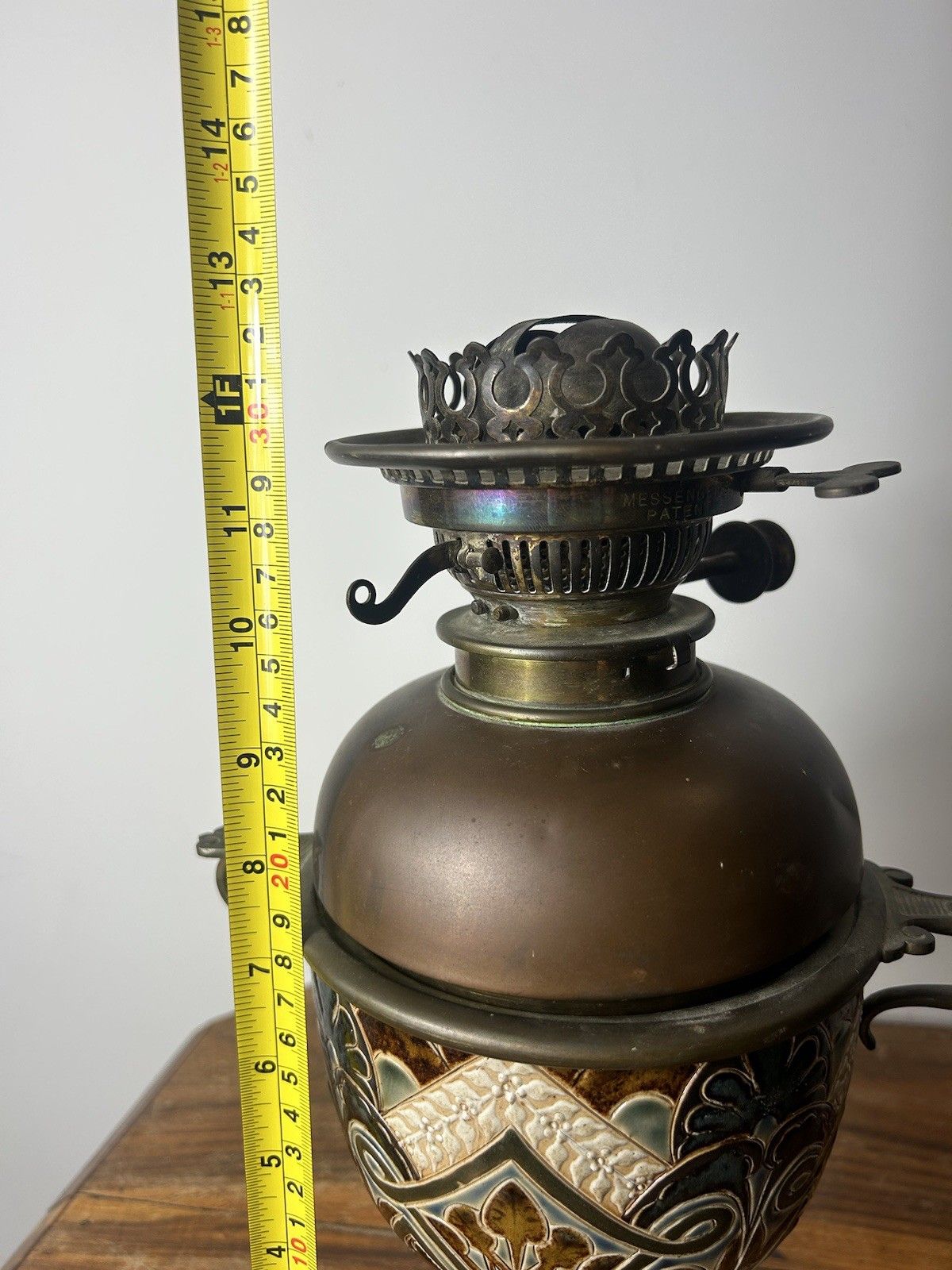 140.0 Royal Doulton Antique Ceramic Oil Lamp 32cm – Rare Collectable Vintage Piece photo
