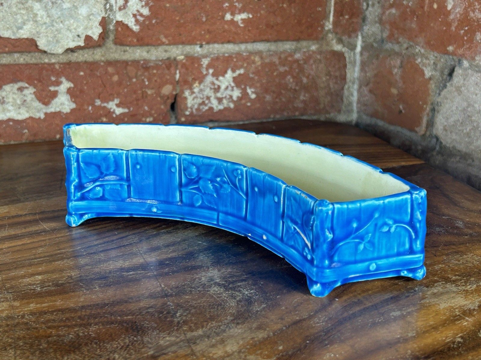 Minton Majolica Floral Trough Vase – Antique Rectangular Planter 26cm photo Home Decor