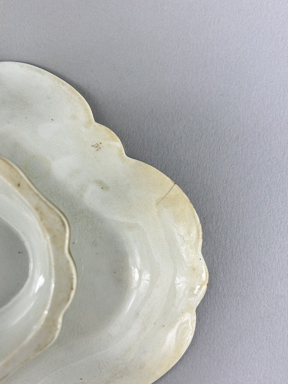 Antique English Porcelain Green & Gilt Pierced Oval Centerpiece 30cm photo vinterior