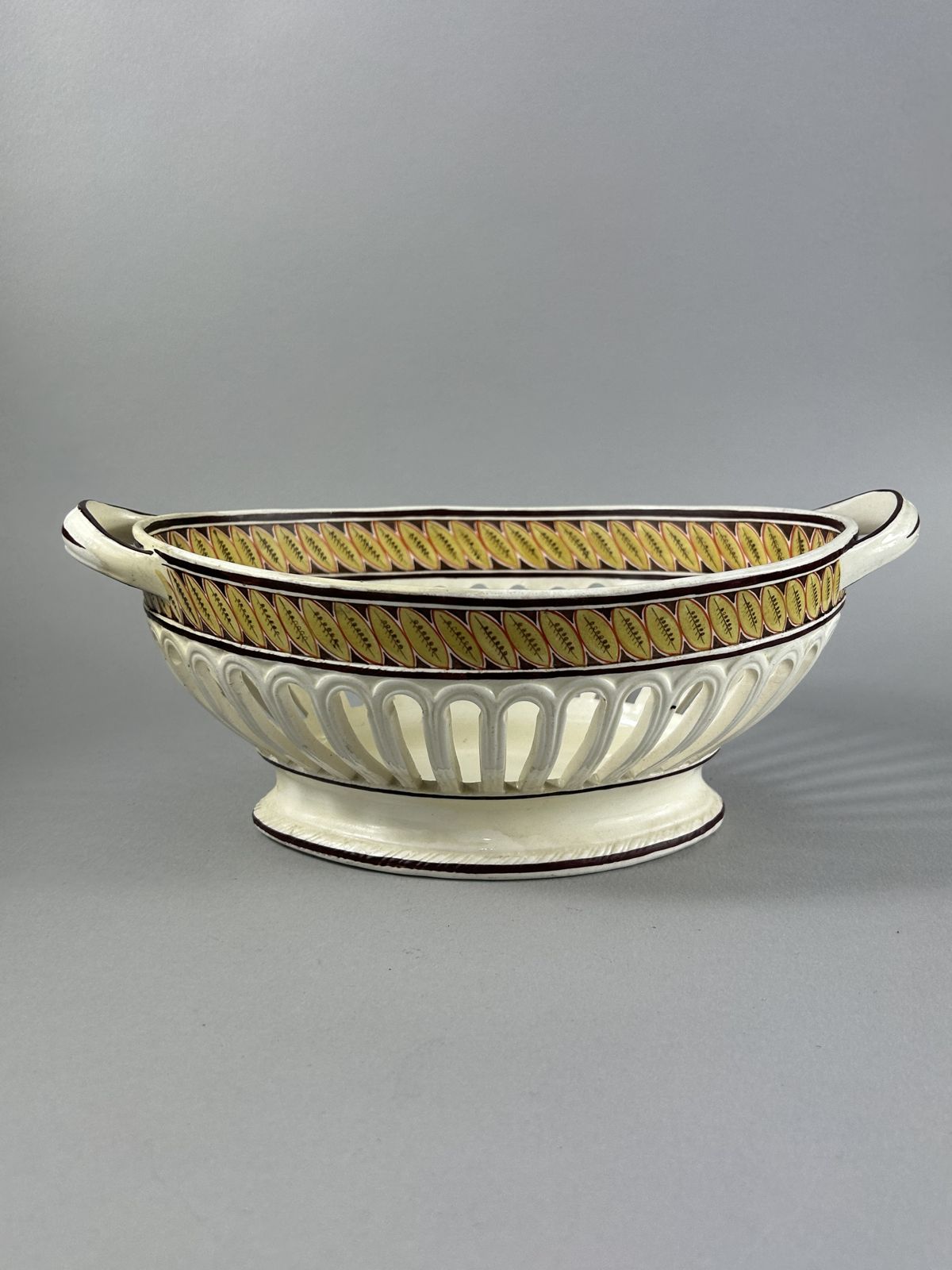 Antique Spode Creamware Reticulated Two Handle Centerpiece Bowl photo furniture