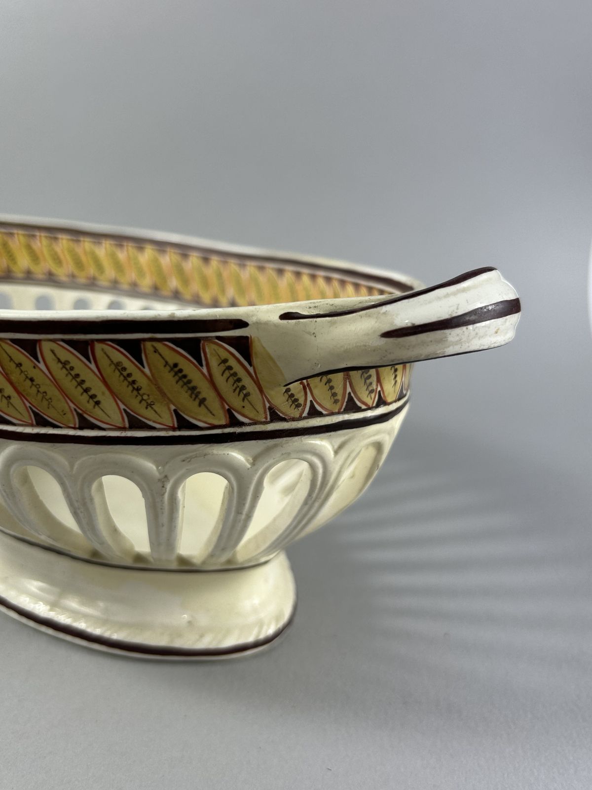 Home Decor Antique Spode Creamware Reticulated Two Handle Centerpiece Bowl photo