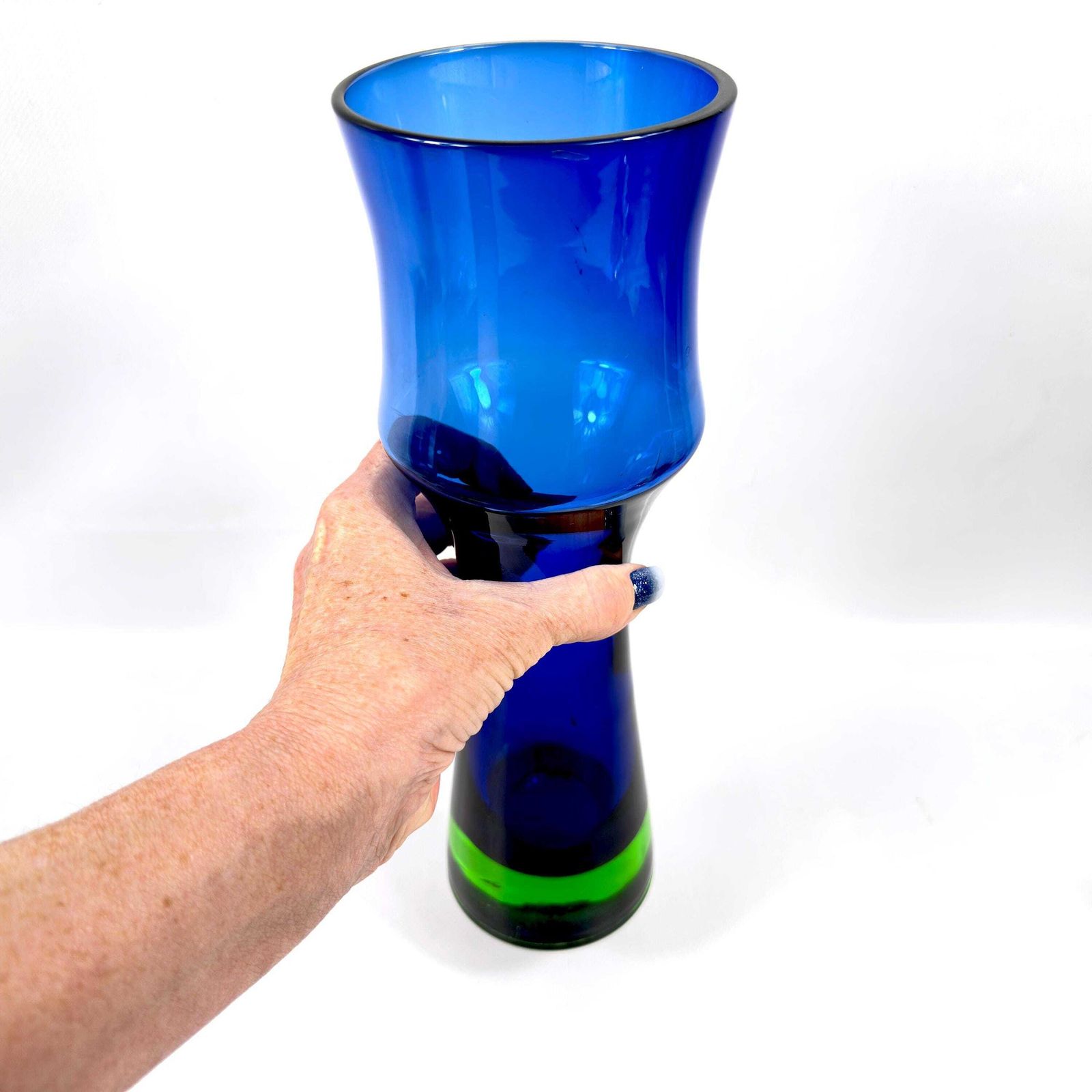 Art Glass Vase – Blue Green Bo Borgström For åseda, 1960s, 30 Cm photo 152.0