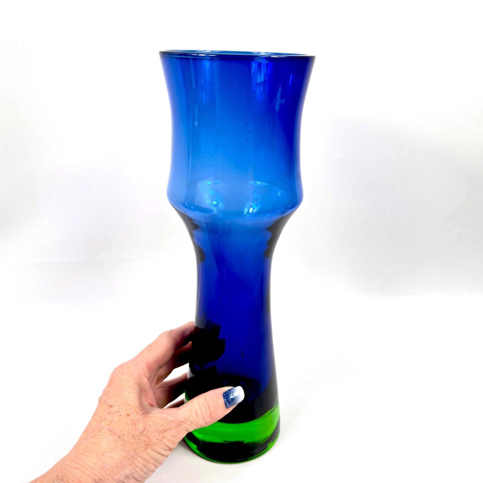 Art Glass Vase – Blue Green Bo Borgström For åseda, 1960s, 30 Cm photo buy
