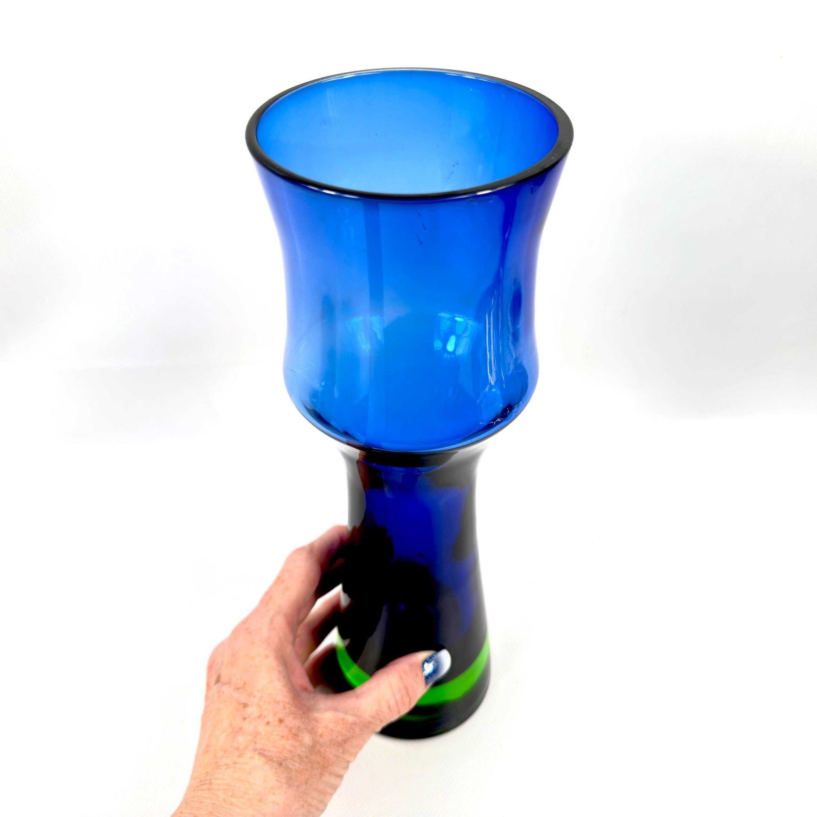 Art Glass Vase – Blue Green Bo Borgström For åseda, 1960s, 30 Cm photo vintage