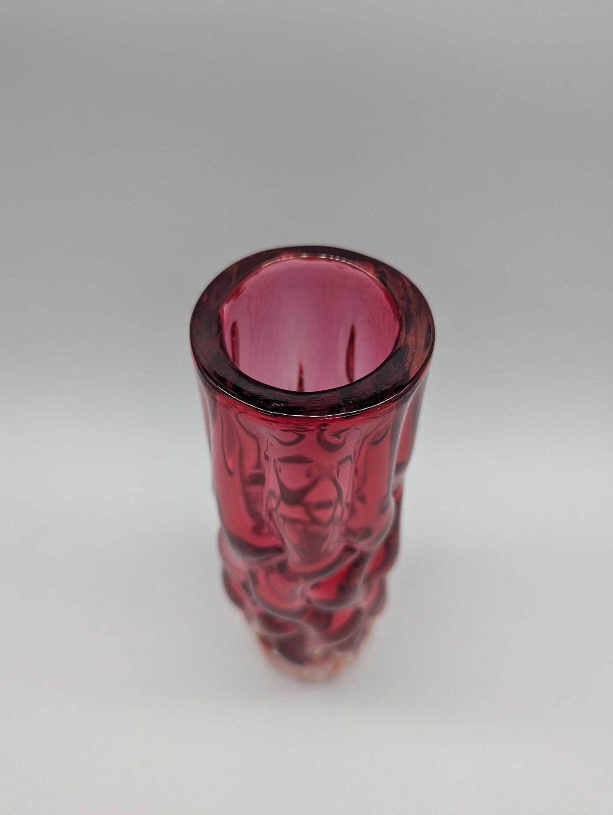 Vintage Czech Sommerso Brain Vase – Pink Red Glass – Pavel Hlava – Mid Century Art photo vinterior