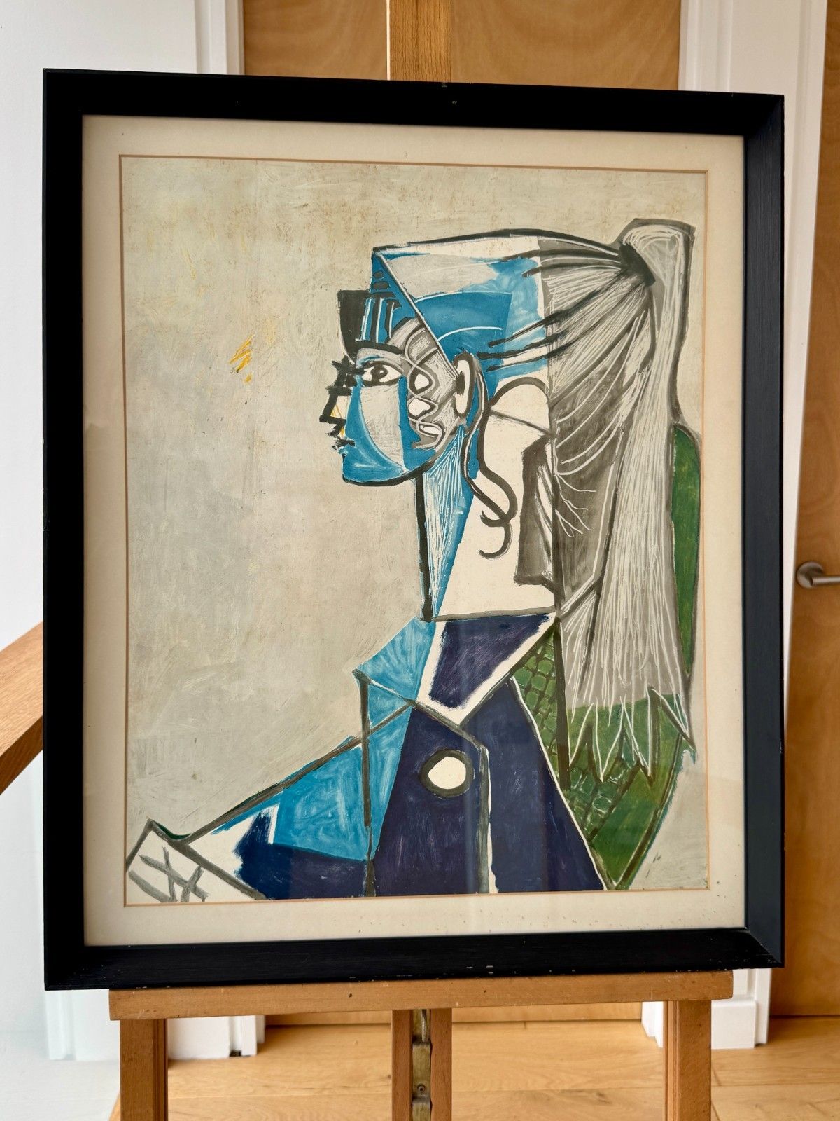 Vintage Framed Print Portrait Of Sylvette David In Green Chair By Pablo Picasso