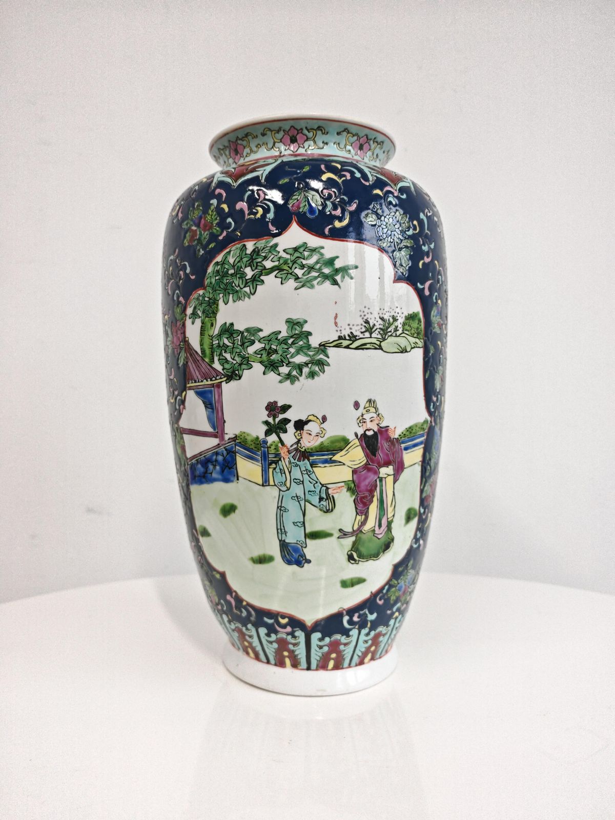 Pair Of Vintage Cermaic Famille Rose Vases, China 1930s photo for sale