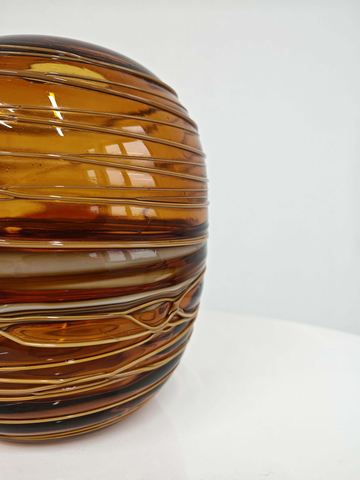 Mid Century Murano Glass Vase In Amber Glass By Fulvio Bianconi For Venini photo Home Decor