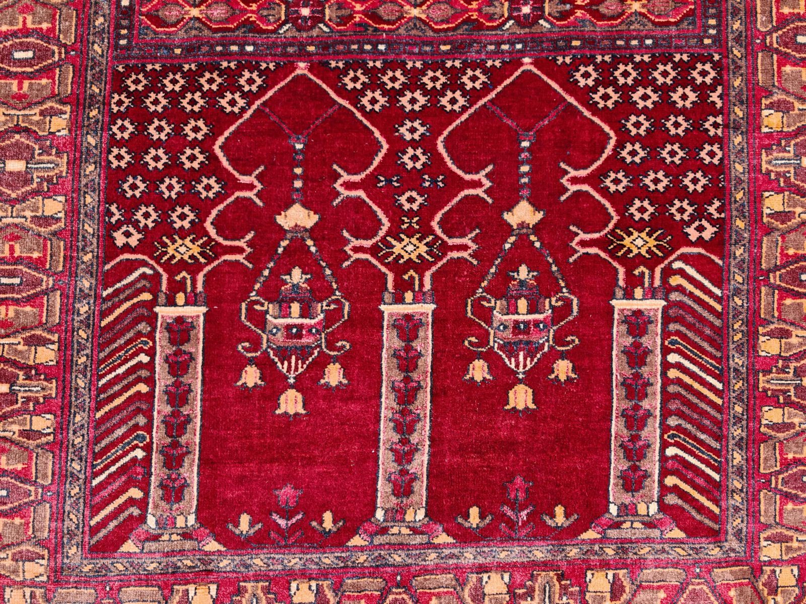 Vintage Aghan Baluch Prayer Rug With Islamic Motifs, Hand Knotted In Afghanistan photo Textiles