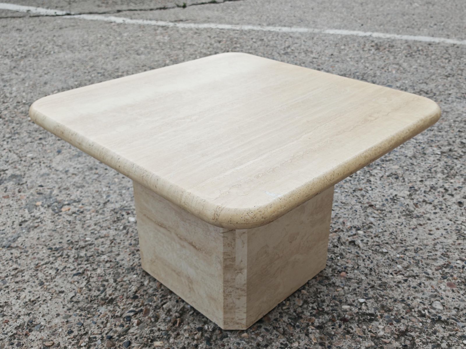 Mid Century Modern Square Shaped Coffee Table In Travertine, Italy 1970s photo furniture