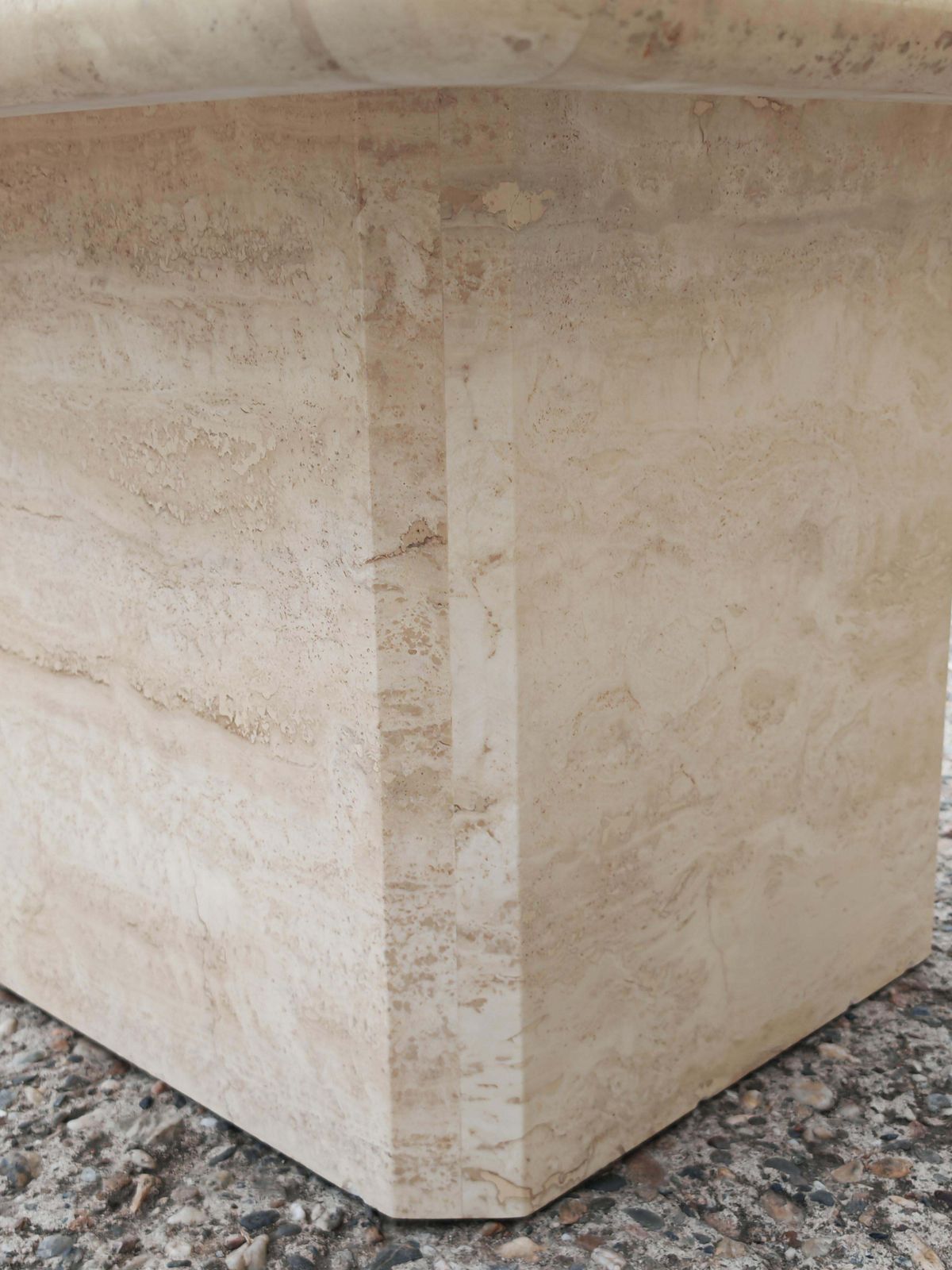 Furniture Mid Century Modern Square Shaped Coffee Table In Travertine, Italy 1970s photo