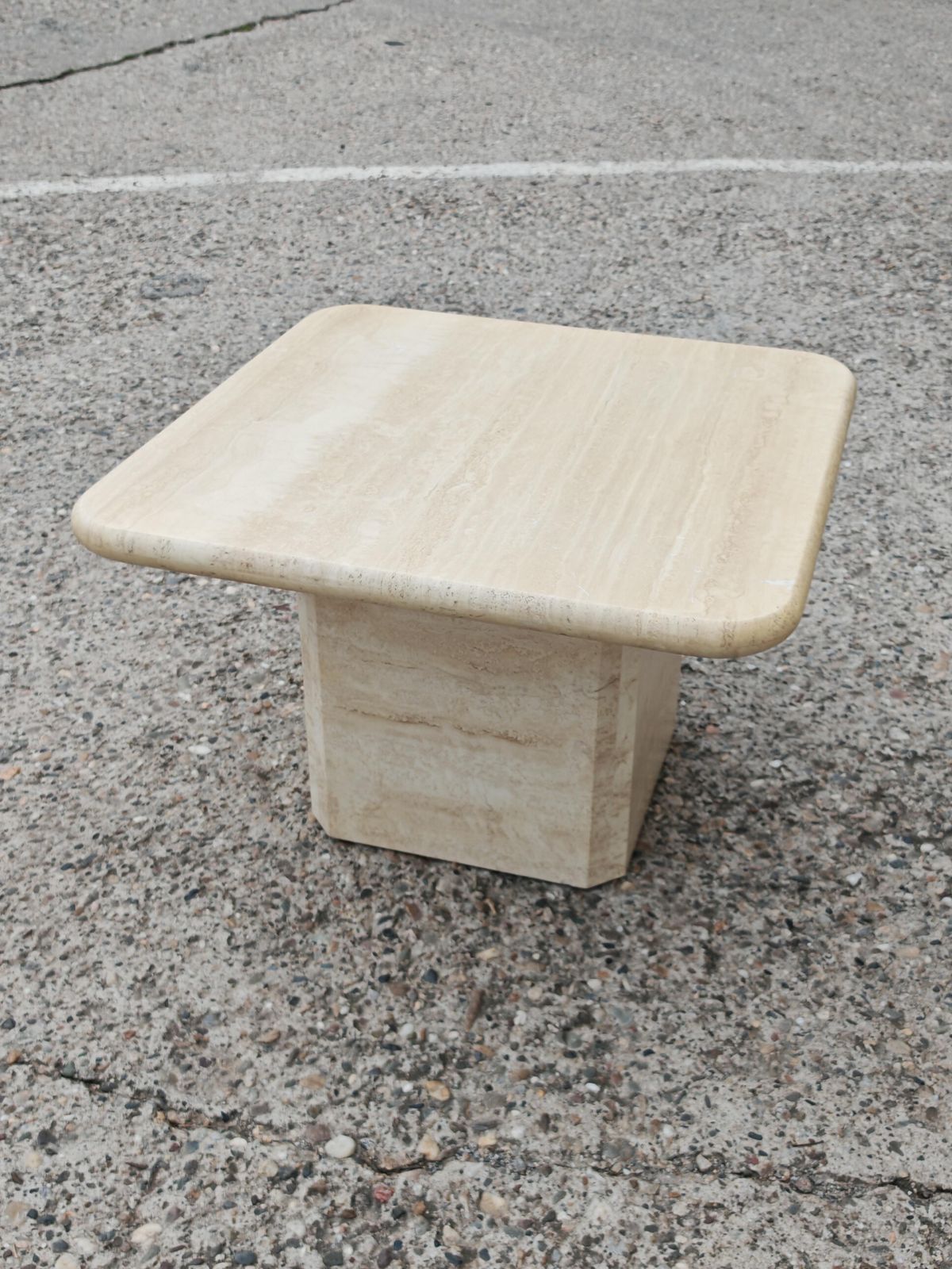 1800.0 Mid Century Modern Square Shaped Coffee Table In Travertine, Italy 1970s photo