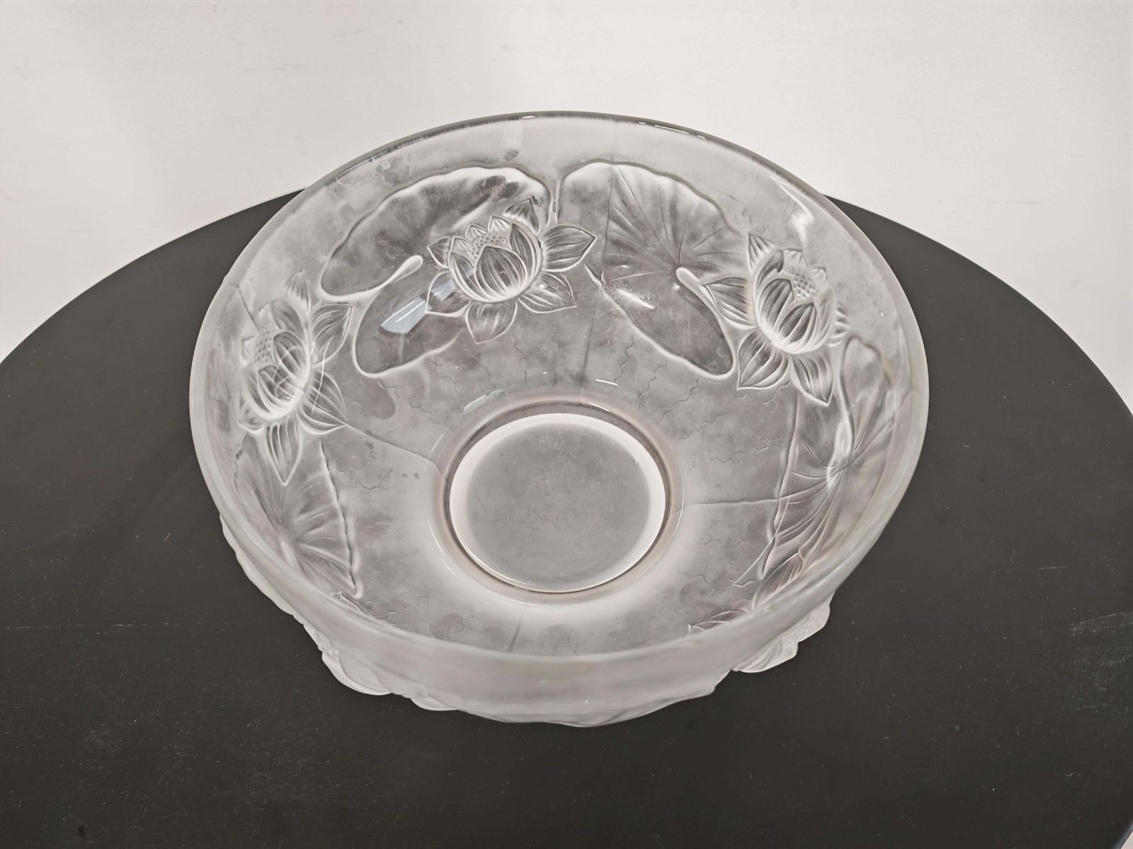 Art Deco Glass Bowl "Water Lilies" By Josef Inwald For Barolac, Czech 1930s photo Home Decor