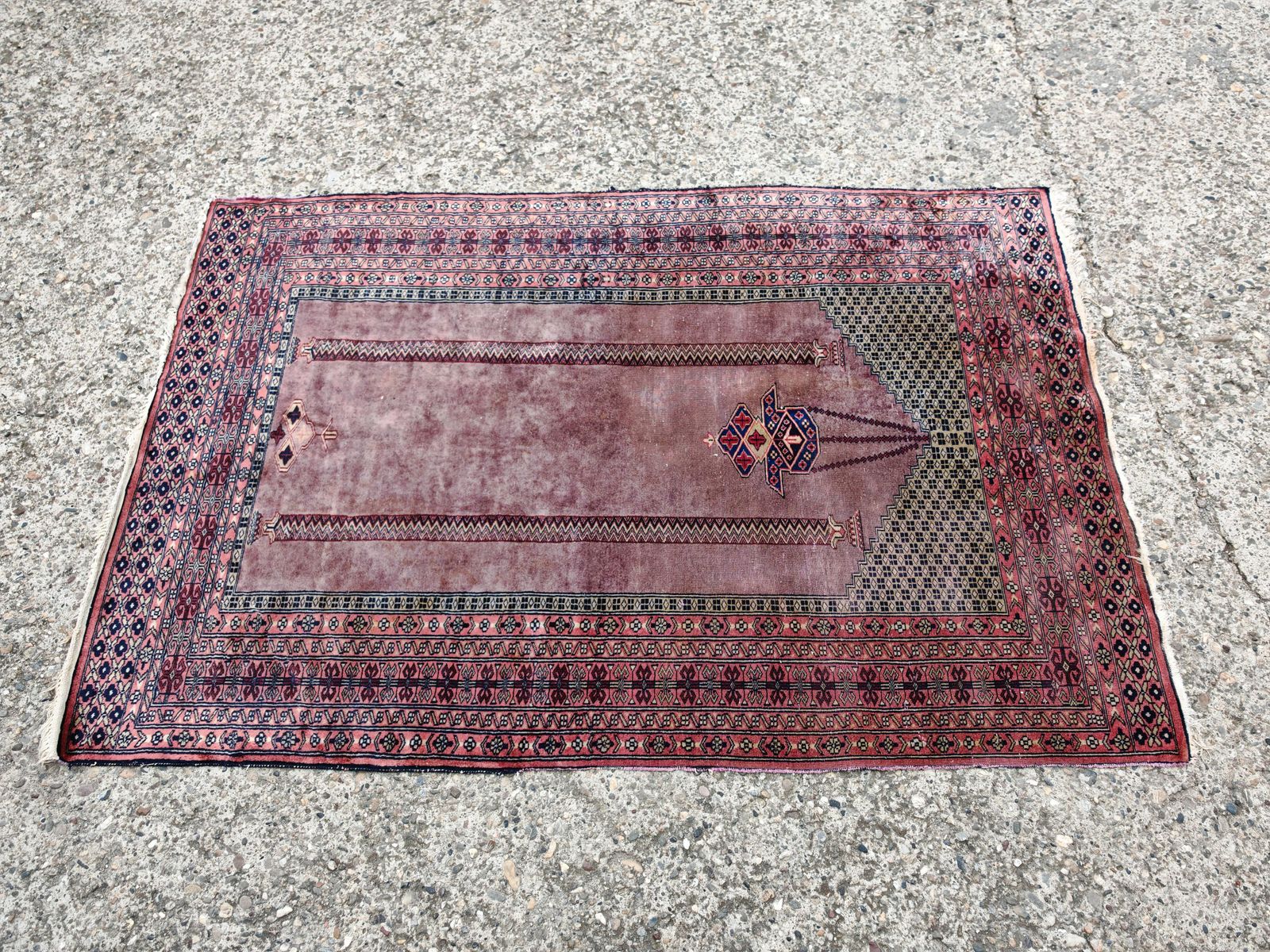 Vintage Anatolian Prayer Rug In Purple Hand Knotted Wool photo buy