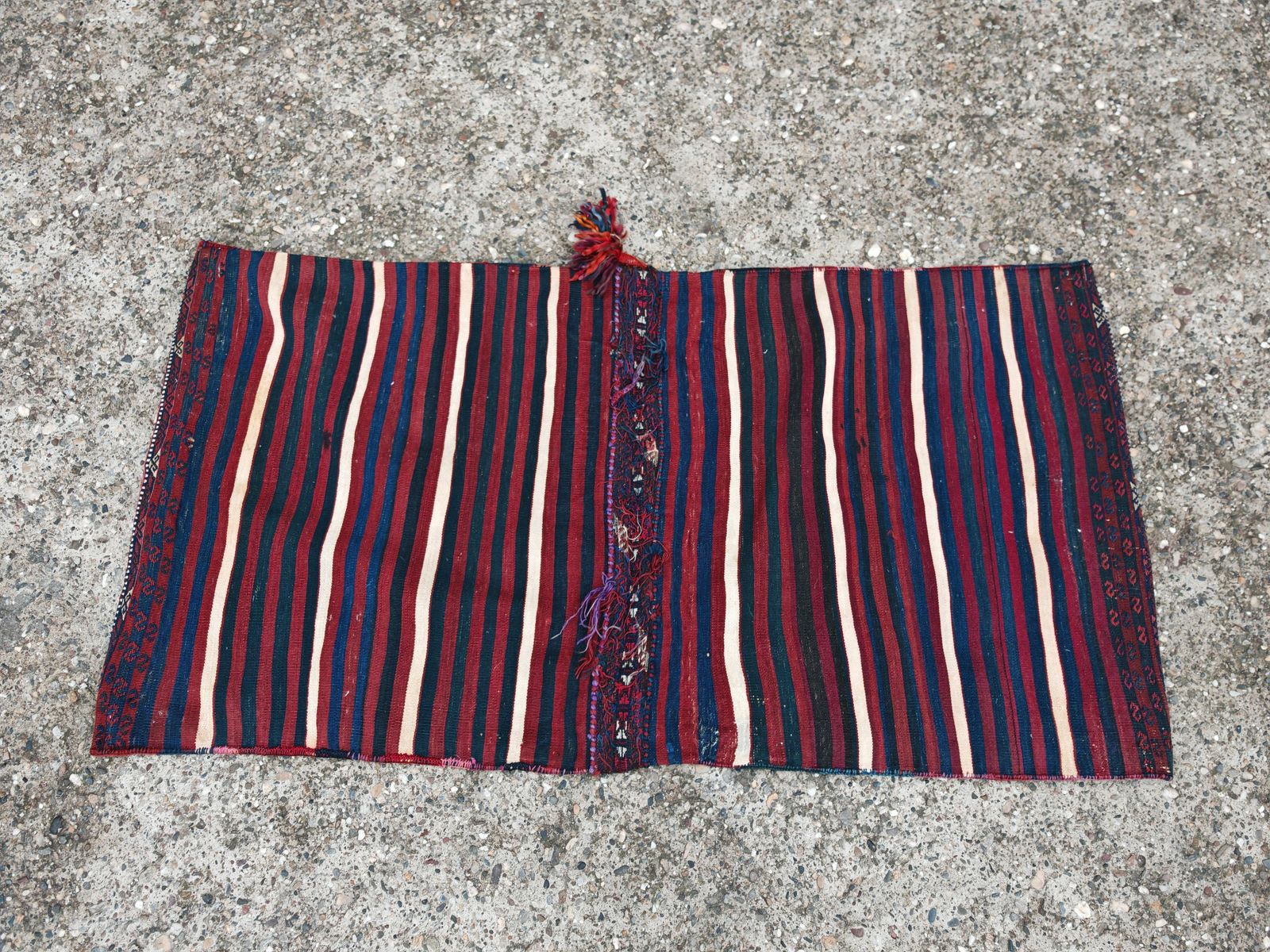 Textiles Antique Kurdish Hand Knotted Camel Saddle Rug, Herki Tribe, 19th Century photo
