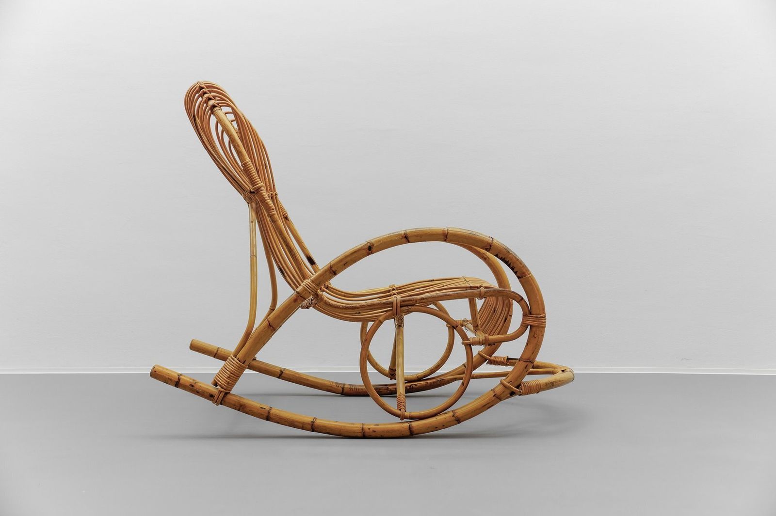 Mid Century Modern Rattan And Bamboo Rocking Chair, 1960s photo furniture