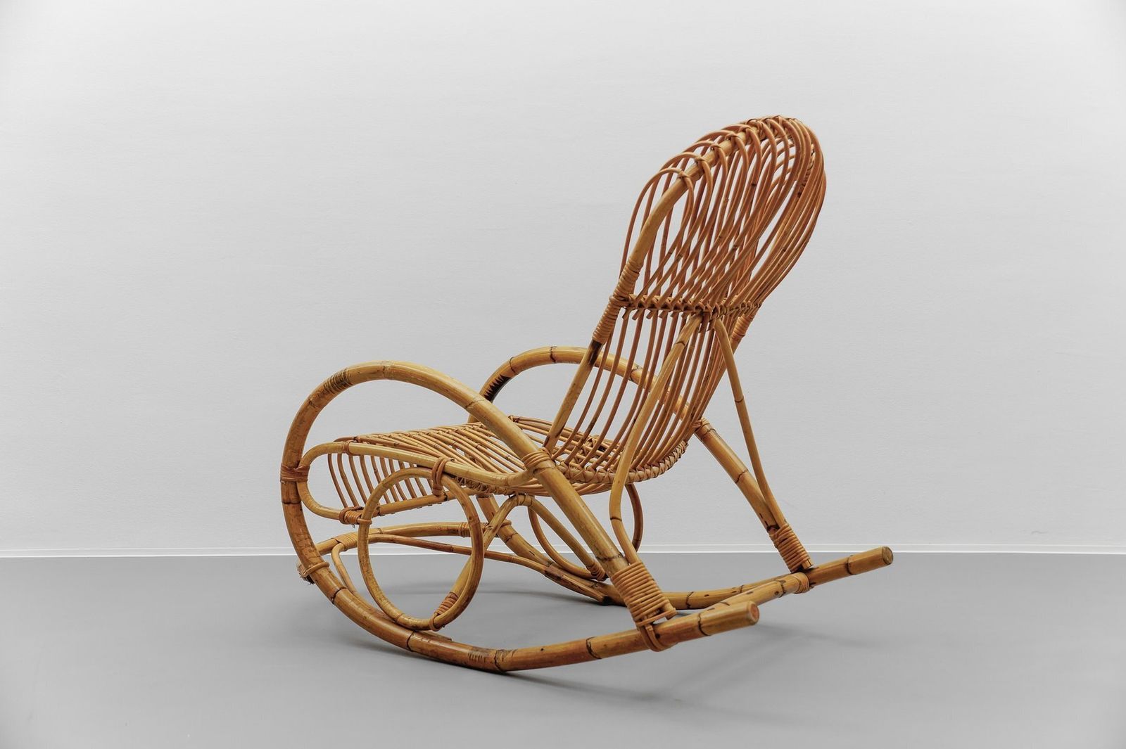 Mid Century Modern Rattan And Bamboo Rocking Chair, 1960s photo Furniture
