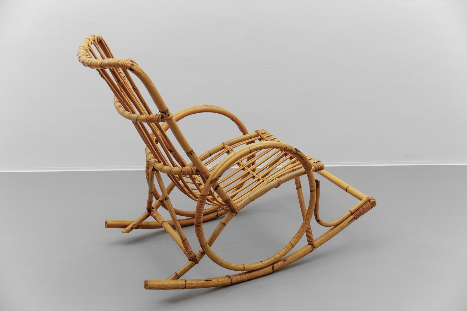 Mid Century Modern Rattan And Bamboo Rocking Chair, 1960s photo Furniture
