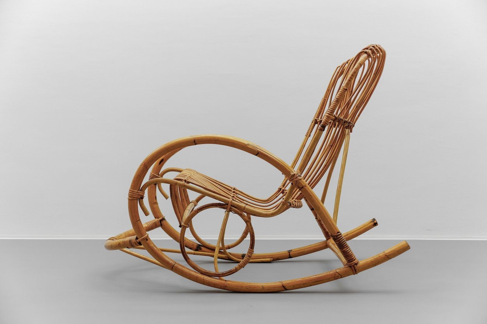 Mid Century Modern Rattan And Bamboo Rocking Chair, 1960s photo furniture