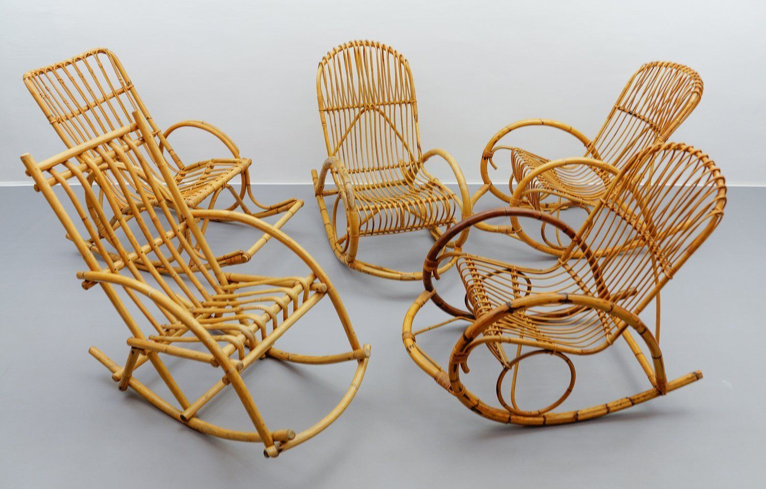 photo for sale Mid Century Modern Rattan And Bamboo Rocking Chair, 1960s