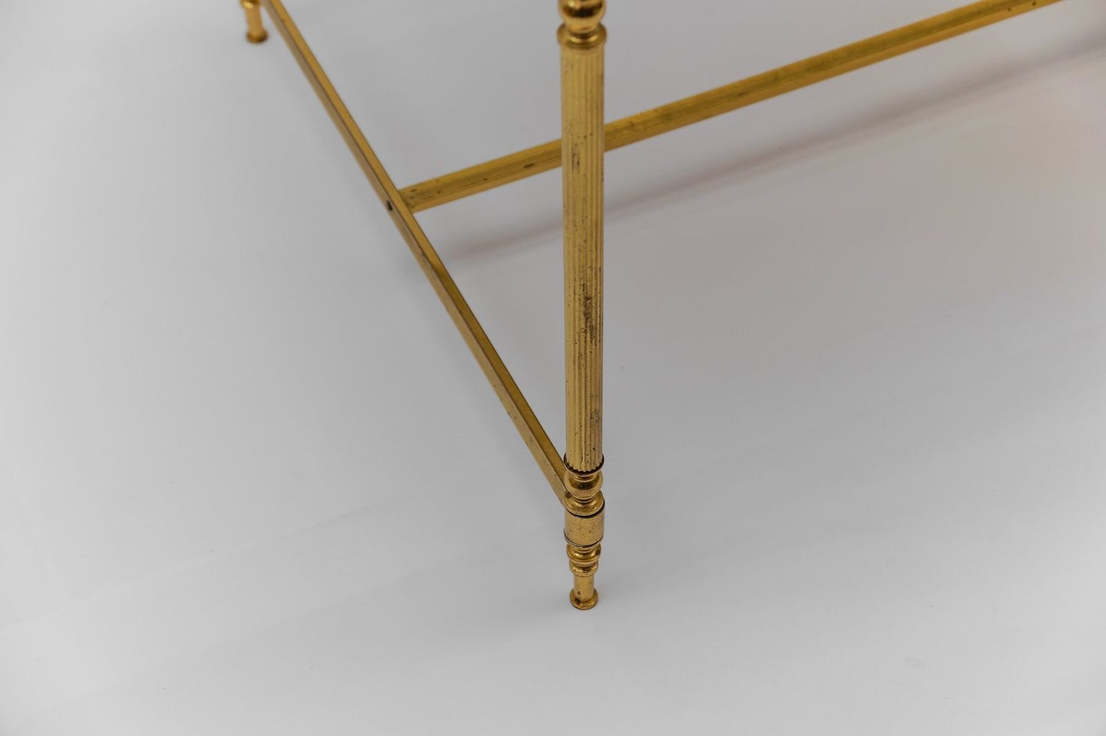 Furniture Square Gilt And Smoked Glass Coffee Table In The Style Of Chiavari, 1970s photo