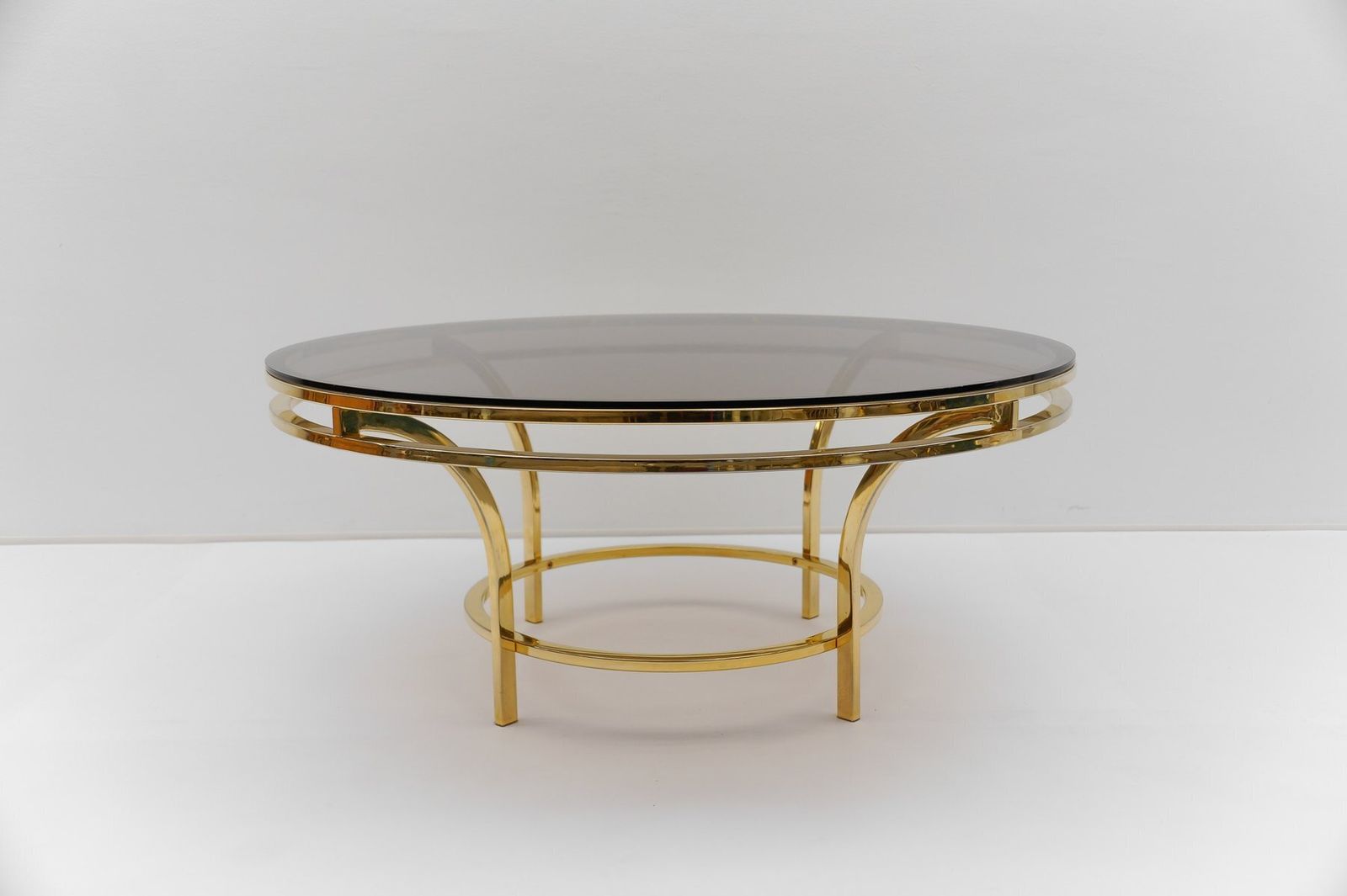 Round Double Frame Gilt And Smoked Glass Coffee Table, 1970s photo furniture