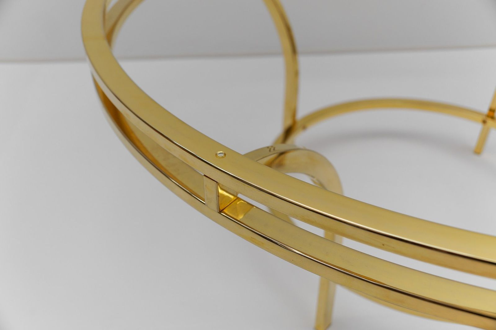 Round Double Frame Gilt And Smoked Glass Coffee Table, 1970s photo buy