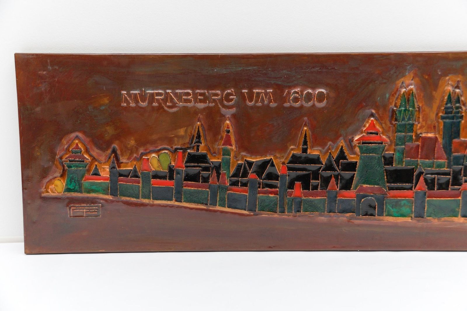 Large Artist 3d Copper Wall Art Nürnberg By Artist Fritz Flory For Graphik Baiersdorf, Germany, 1960s photo Art