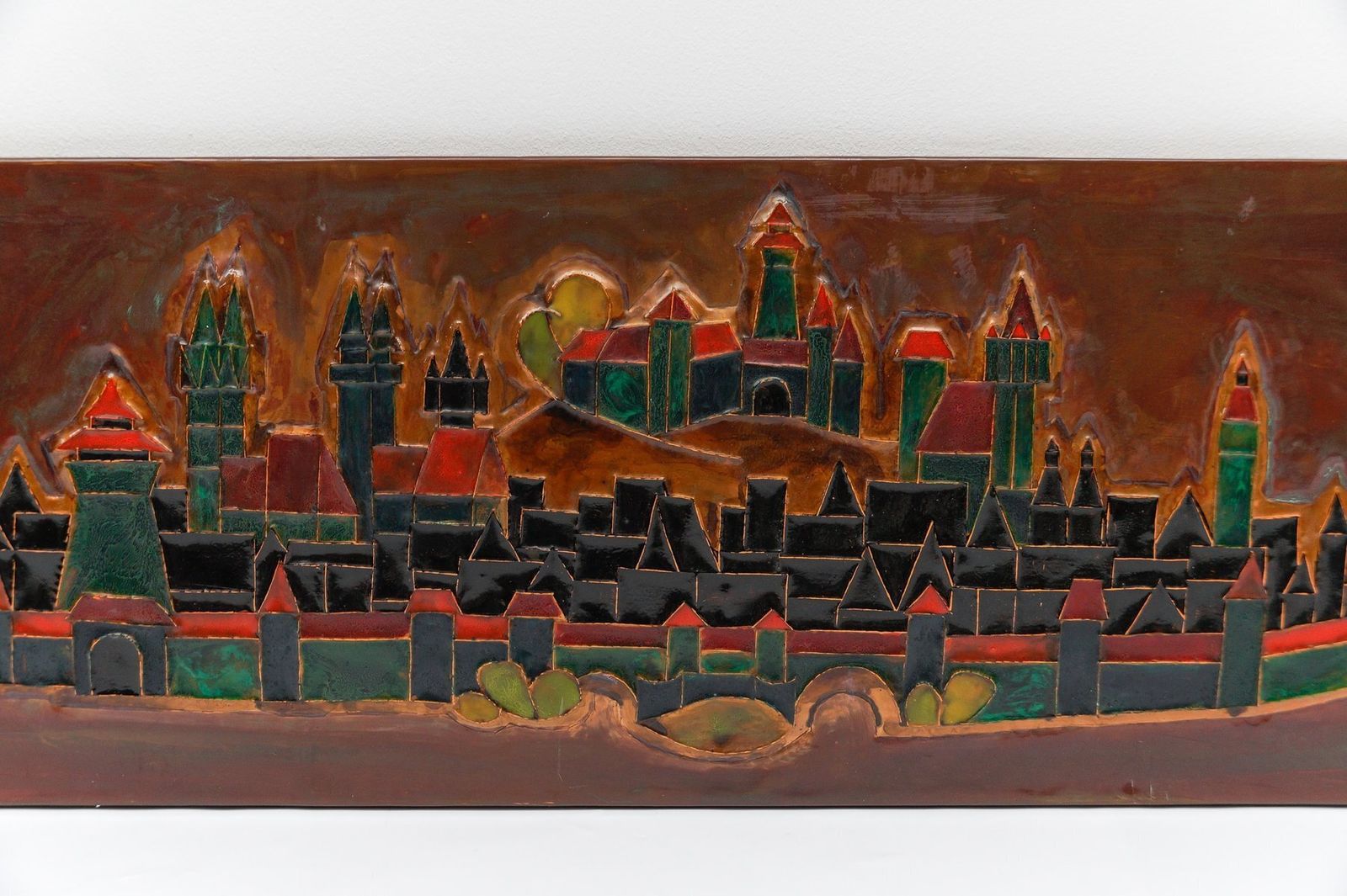 Large Artist 3d Copper Wall Art Nürnberg By Artist Fritz Flory For Graphik Baiersdorf, Germany, 1960s photo 1313.0