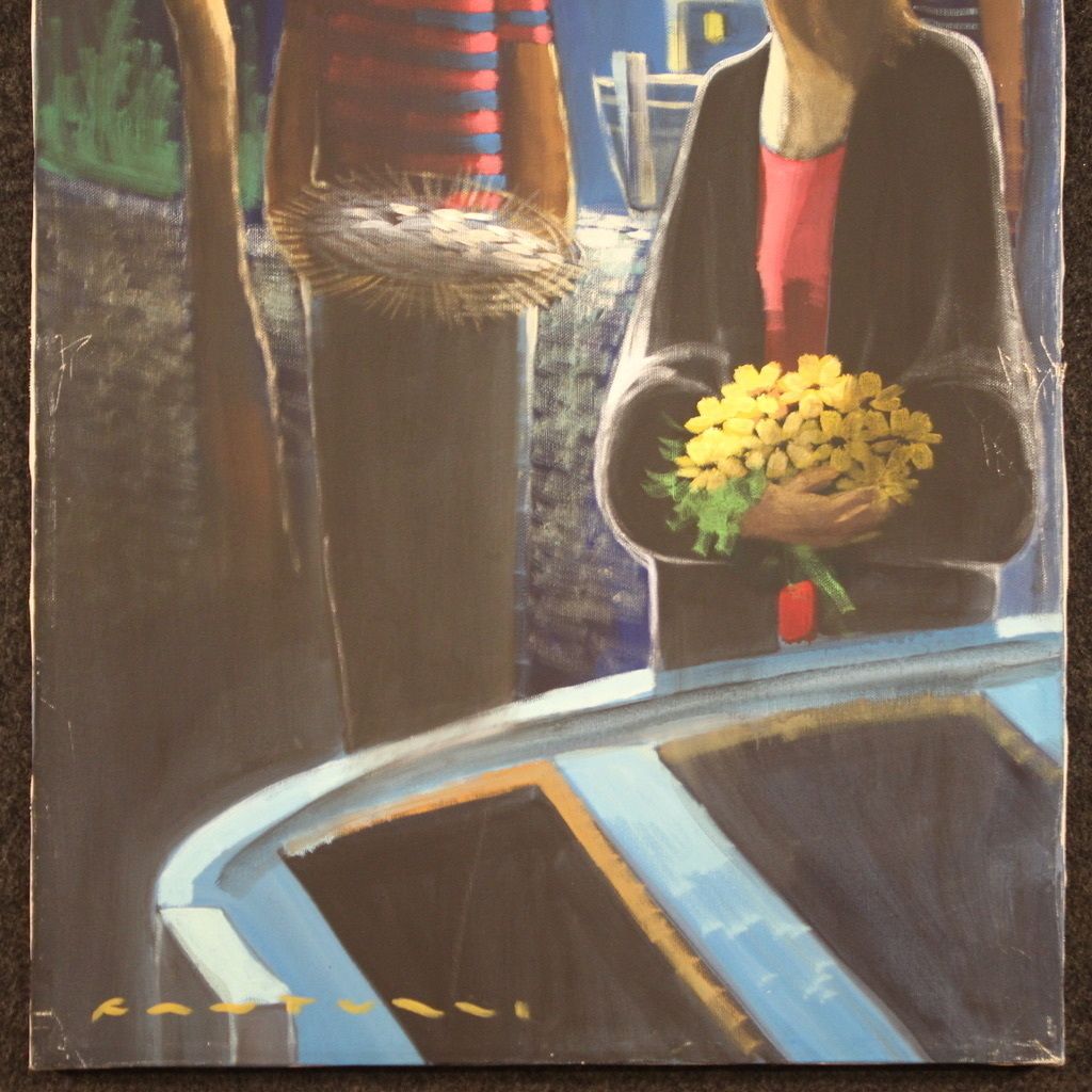 Italian Painting Signed Figures In The Night photo furniture