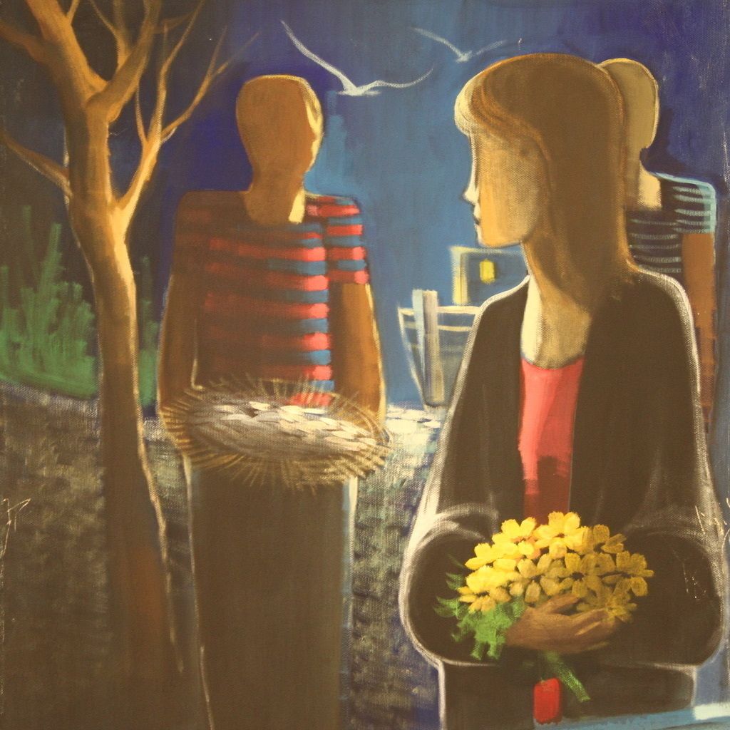 800.0 Italian Painting Signed Figures In The Night photo