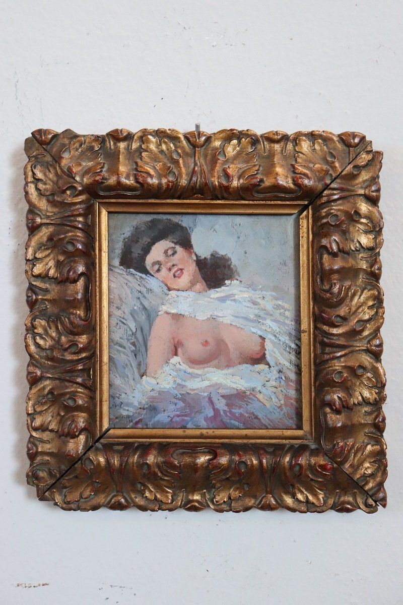 Nude Of A Young Woman, Oil Painting On Board, Early 20th Century, Framed photo for sale