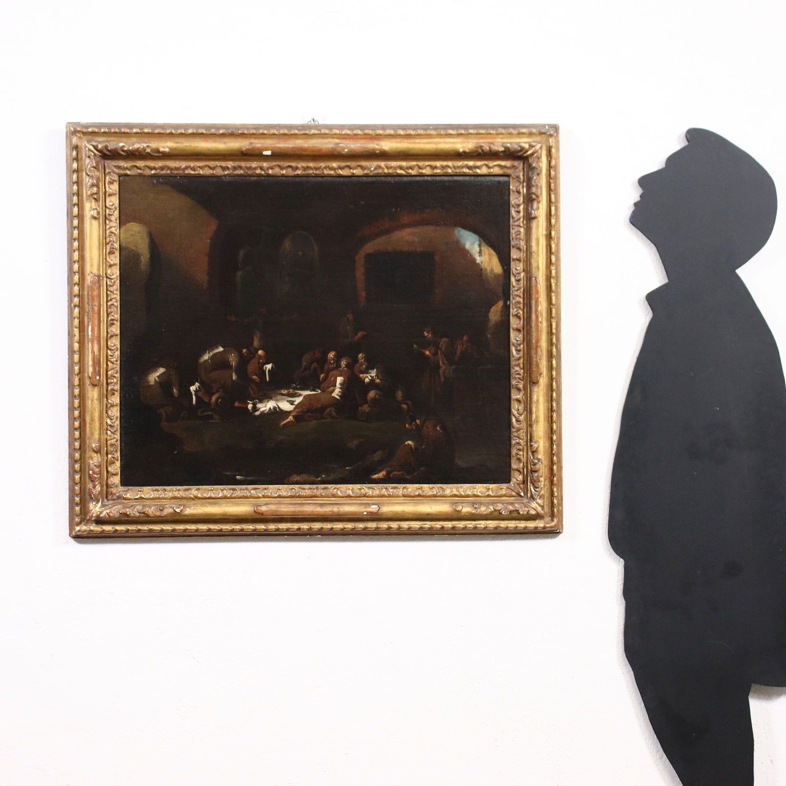The Monk's Lunch Oil On Canvas Genoese School Italy XVIII C photo furniture