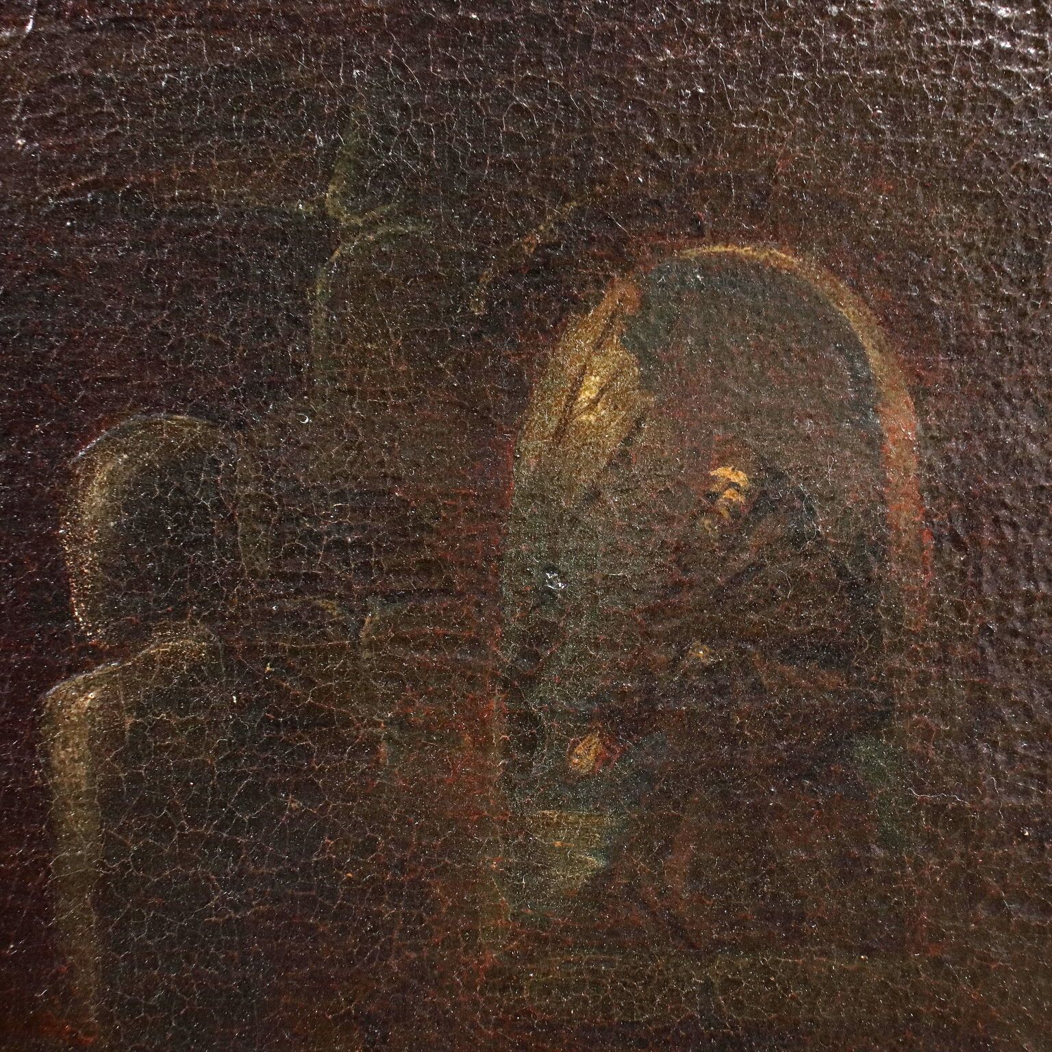 The Monk's Lunch Oil On Canvas Genoese School Italy XVIII C photo vintage