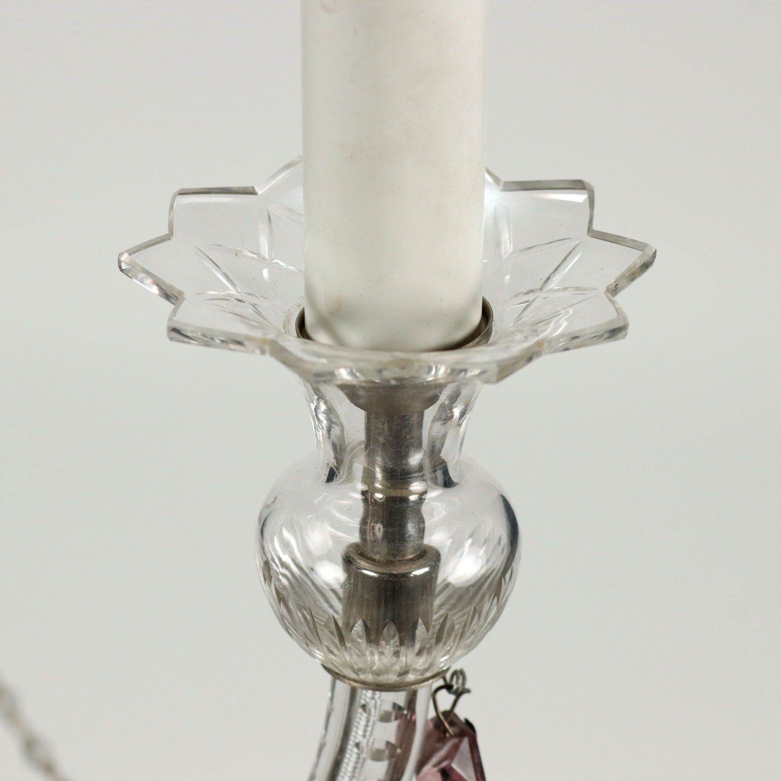 Antique Chandelier 6 Lights Glass Italy XX Century photo 380.0