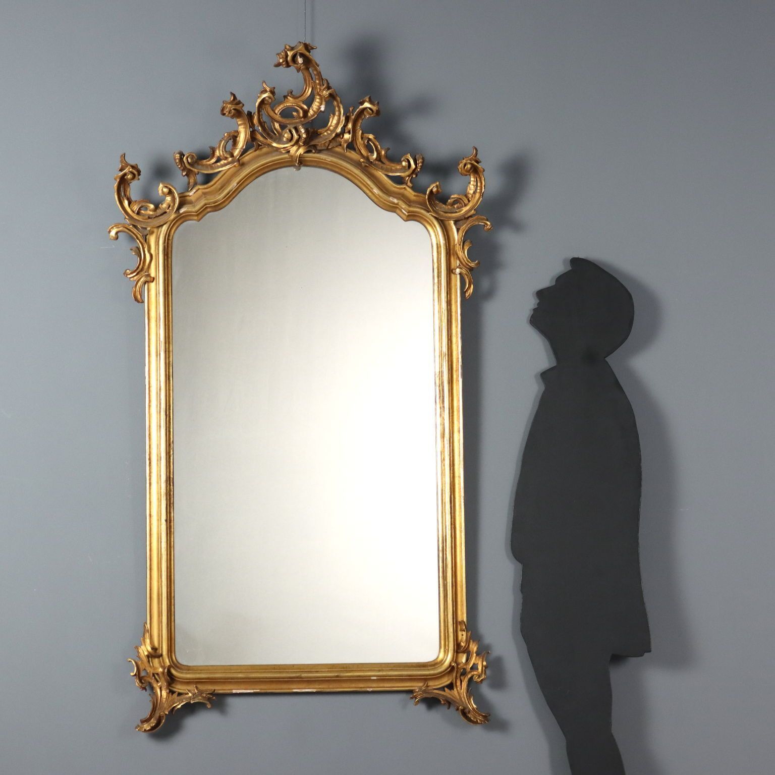 Antique Gilded Mirror Carved Wood Italy XX Century photo furniture